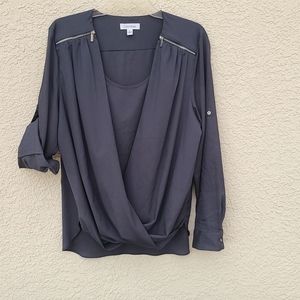 Calvin Klein gunmetal blue top